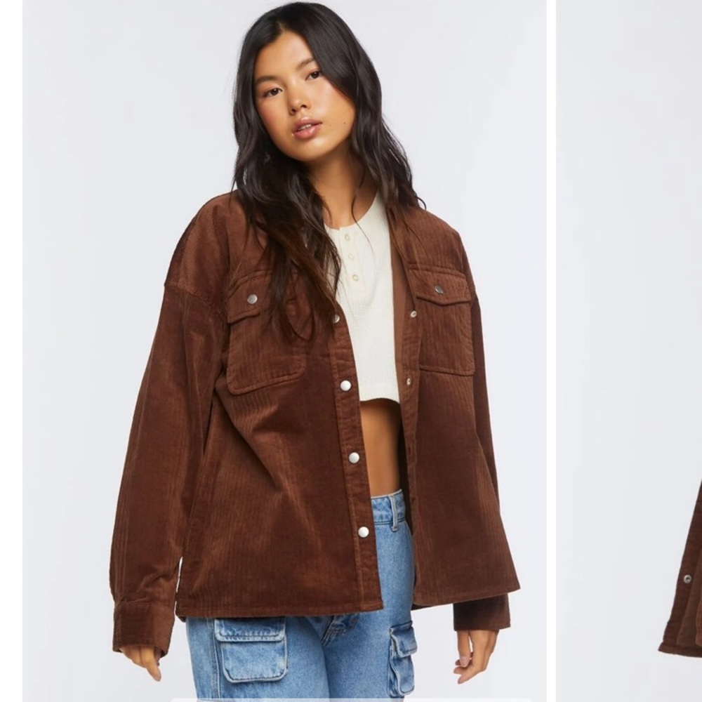 Corduroy Button-Front Shacket